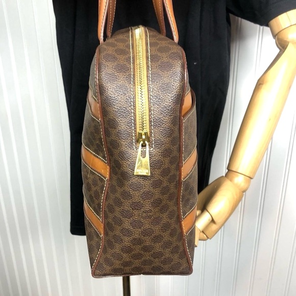 CELINE Macadam Blason Triumph Brown Carry-On Orange Leather Stripes Authentic - Picture 12 of 17